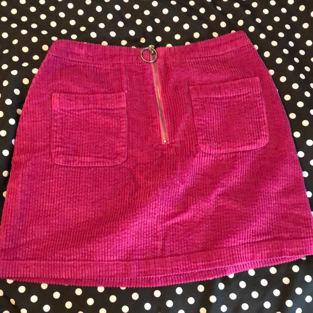 Fuchsia Front Zipper Mini Skirt
